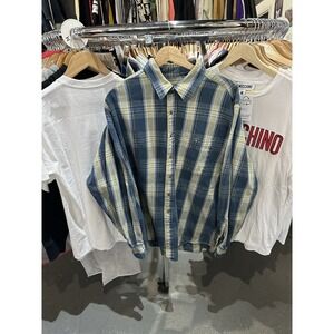 Vintage Y2K Field Master Blue Plaid Long Sleeve Flannel Shirt Size XL